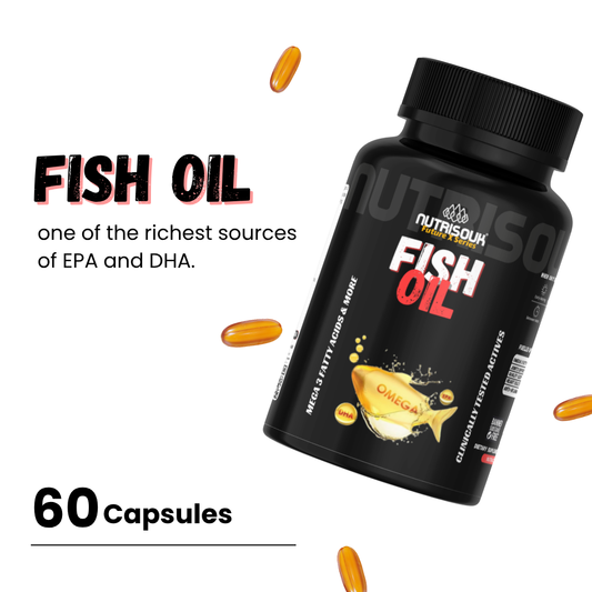 Fish Oil 60 Capsules, Omega 3 Fatty Acids