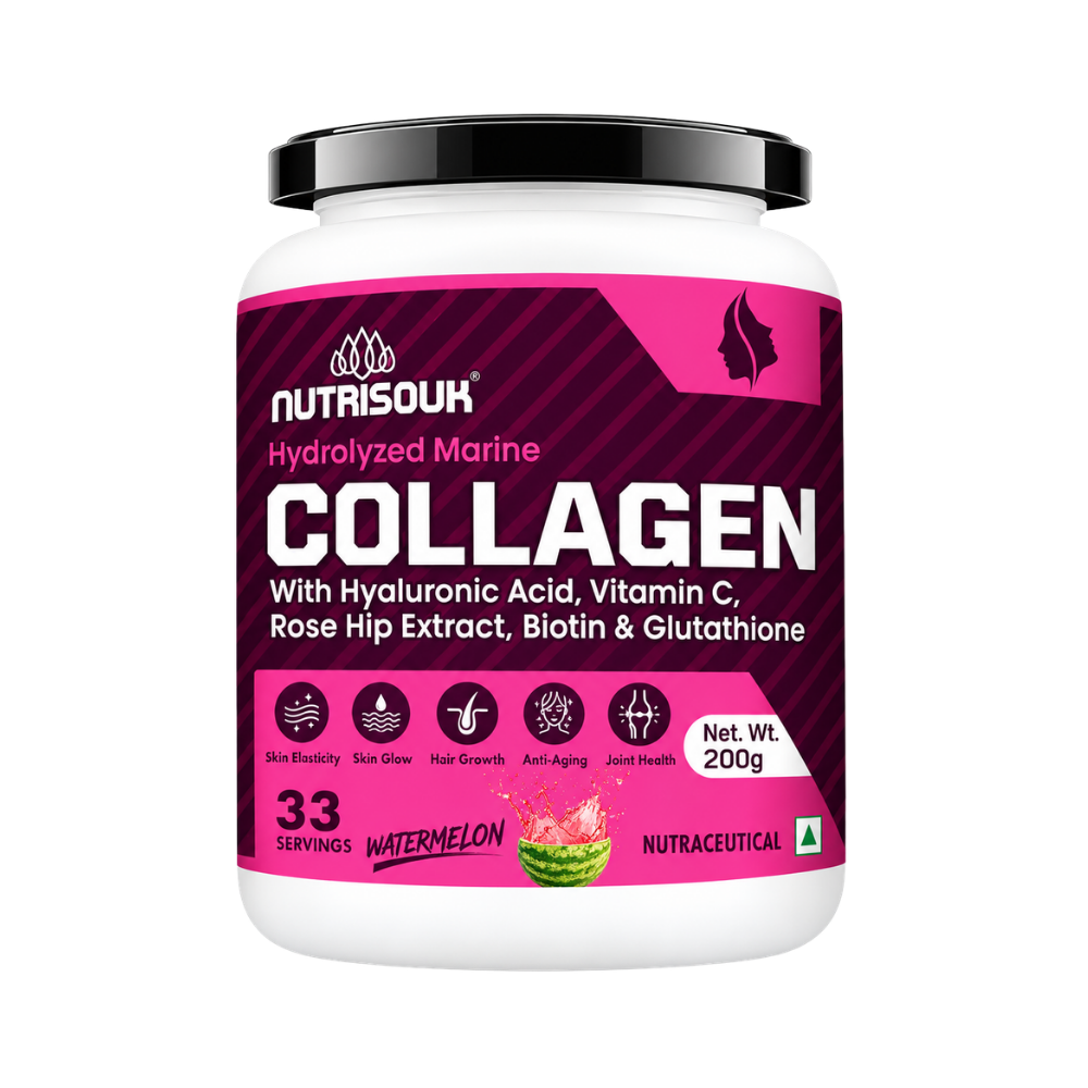 Hydrolyzed Marine Collagen Powder 200g | With Hyaluronic Acid, Vitamin C, Biotin, Glutathione, Rose Hip Extract | Boost Skin, Hair & Joint Health