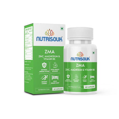 ZMA 60 Capsules, Zinc Magnesium Aspartate | Support Muscle Strength, Endurance & Recovery Support Immunity & Bone Health