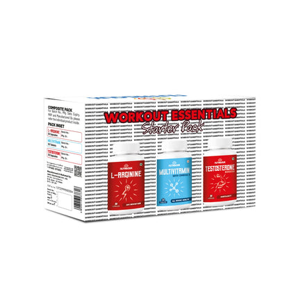 Workout Starter Pack | Workout Support with Multivitamin Omega 3 Fatty Acids, Testosterone Booster, L-Arginine, 30 Each