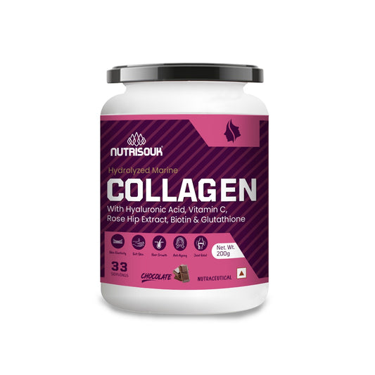 Hydrolyzed Marine Collagen Powder 200g | With Hyaluronic Acid, Vitamin C, Biotin, Glutathione, Rose Hip Extract | Boost Skin, Hair & Joint Health
