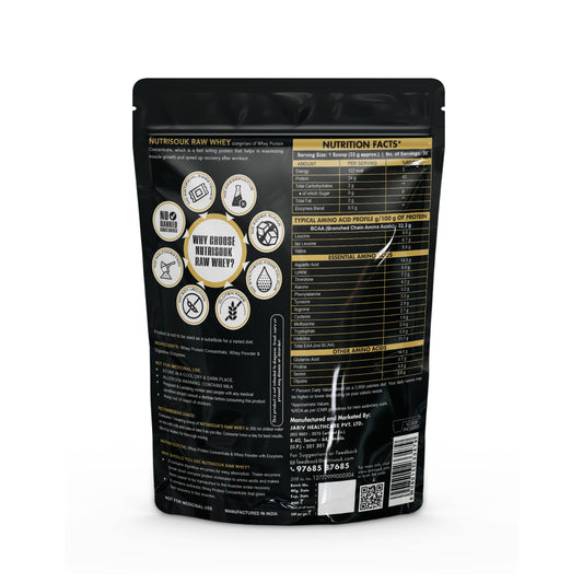 Raw Whey Protein 1 Kg (2.2 LBS) 30 Servings For Muscle Recovery & Strength, Unflavoured