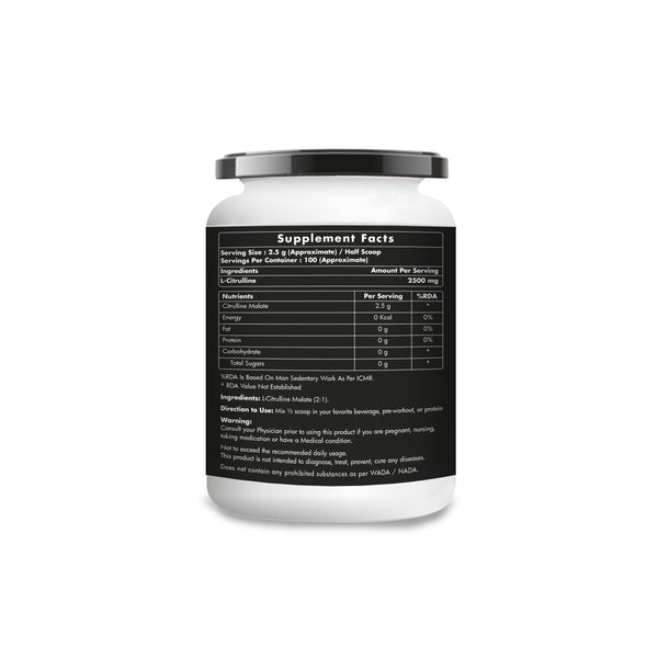 Citrulline Malate, Muscle Growth, Powerful Pre-Workout, NO Booster (Unflavoured)