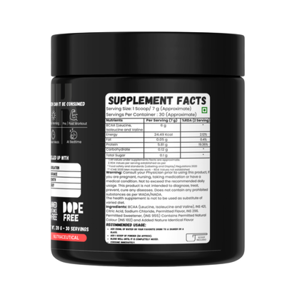 BCAA Powder 2:1:1, Branched Chain Amino Acids, BCAAs, 30 Servings, 210 g