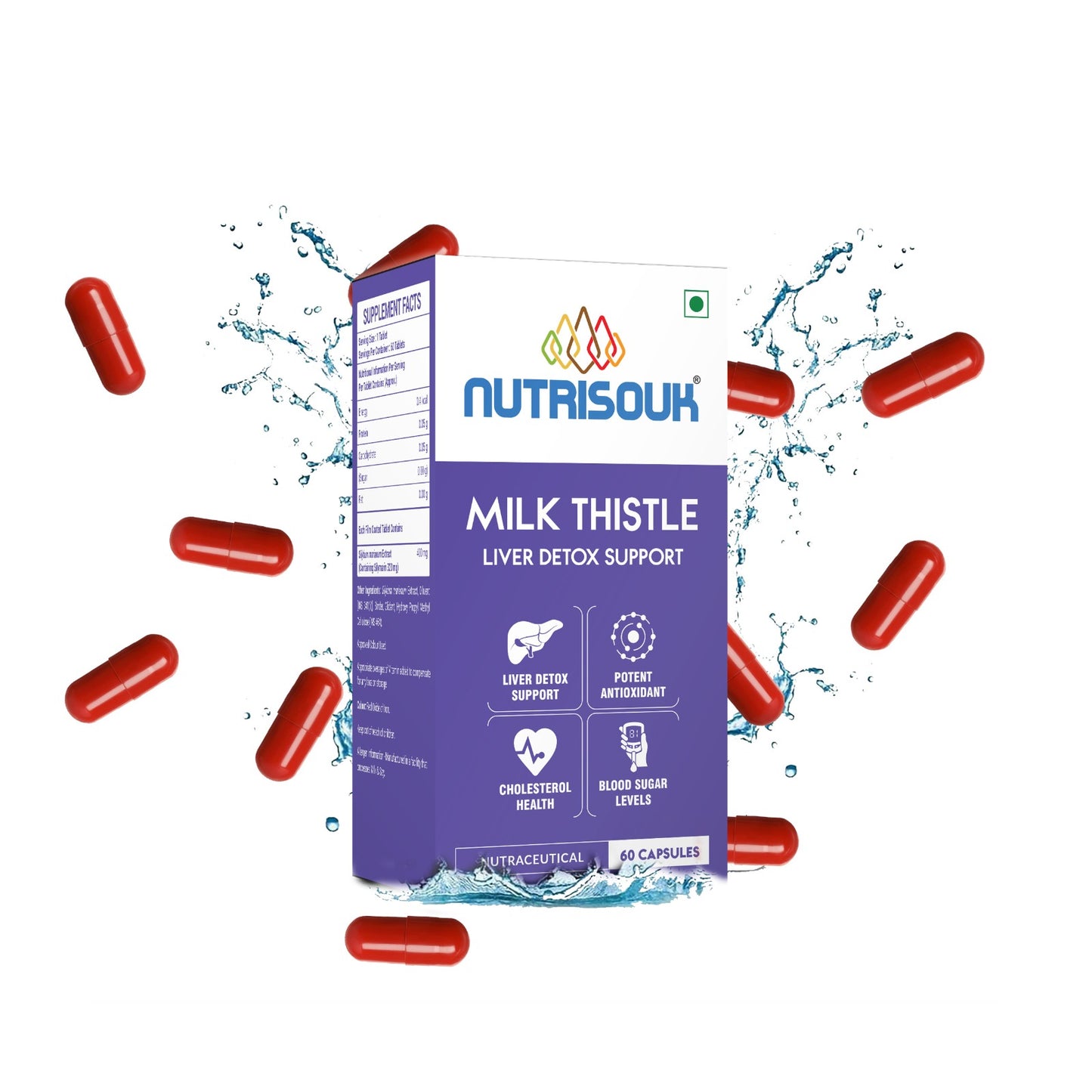 Milk Thistle (80% Silymarin) 500mg, 60 Capsules | Supports Liver Health, Antioxidant