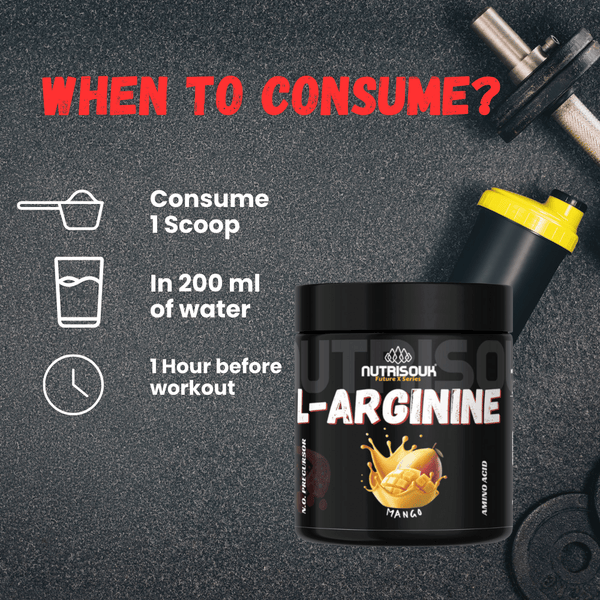 L-Arginine Powder, Pre-workout | Nitric Oxide Booster, Improves Blood Circulation