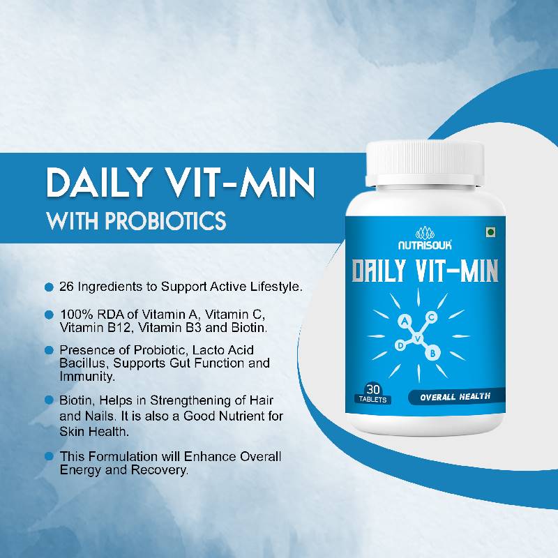 Daily VIT-MIN 30 Tablets, With Ginseng and Probiotics | Supports Energy and Gut