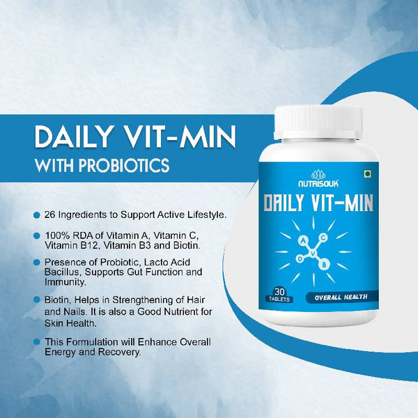 Daily VIT-MIN 30 Tablets, With Ginseng and Probiotics | Supports Energy and Gut