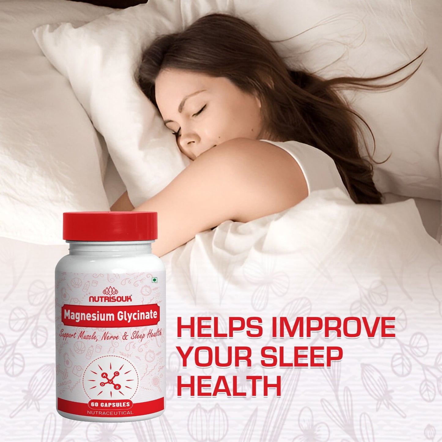 Magnesium Glycinate 550 mg | High Absorption for Sleep, Cramps, & Nerves Health, 60 Capsules