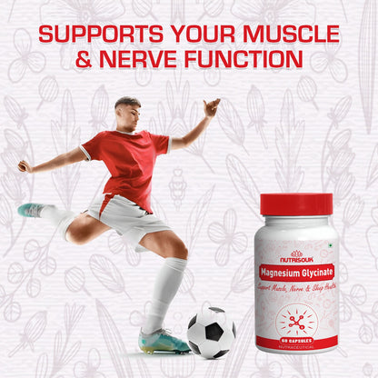 Magnesium Glycinate 550 mg | High Absorption for Sleep, Cramps, & Nerves Health, 60 Capsules