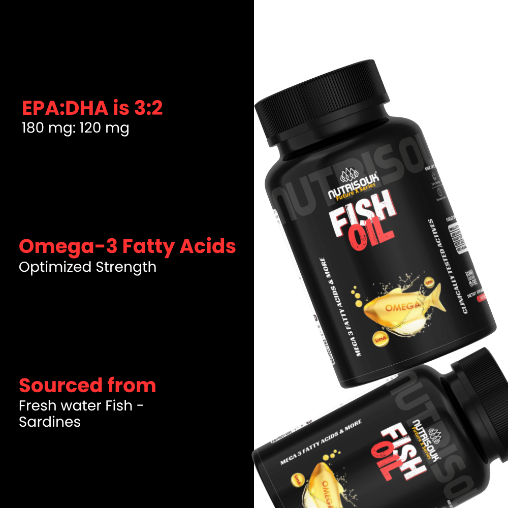 Fish Oil 60 Capsules, Omega 3 Fatty Acids