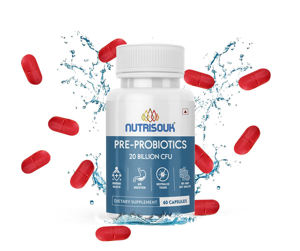 Pre - Probiotics 15 Billion CFUs, 60 Capsules | Immune Gut Health, Multi-Strains, Targeted Release