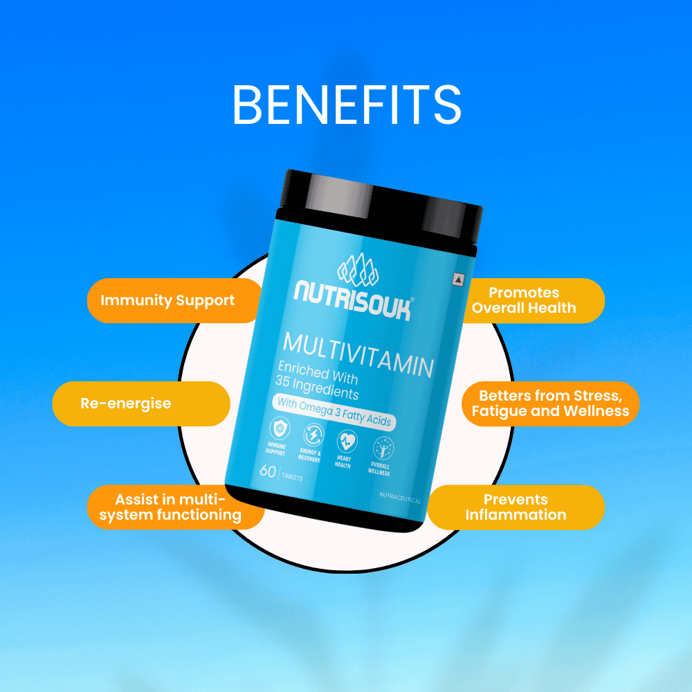 Multivitamin 60 Tablets with Omega 3 Fatty Acids | For Energy, Heart Health