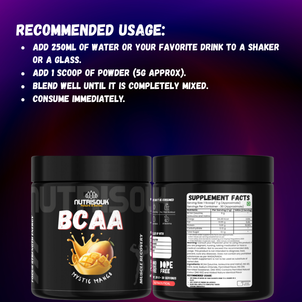 BCAA Powder 2:1:1, Branched Chain Amino Acids, BCAAs, 30 Servings, 210 g