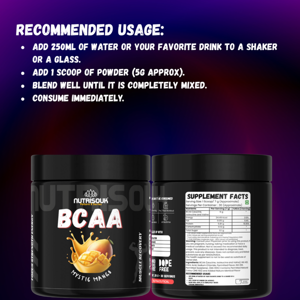 BCAA Powder 2:1:1, Branched Chain Amino Acids, BCAAs, 30 Servings, 210 g