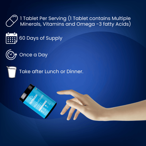 Multivitamin 60 Tablets with Omega 3 Fatty Acids | For Energy, Heart Health