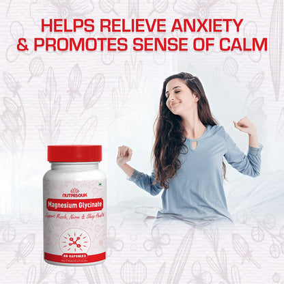 Magnesium Glycinate 550 mg | High Absorption for Sleep, Cramps, & Nerves Health, 60 Capsules