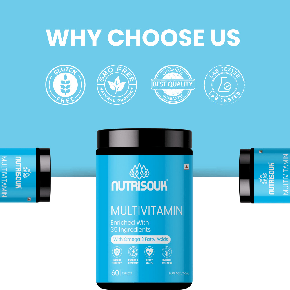 Multivitamin 60 Tablets with Omega 3 Fatty Acids | For Energy, Heart Health