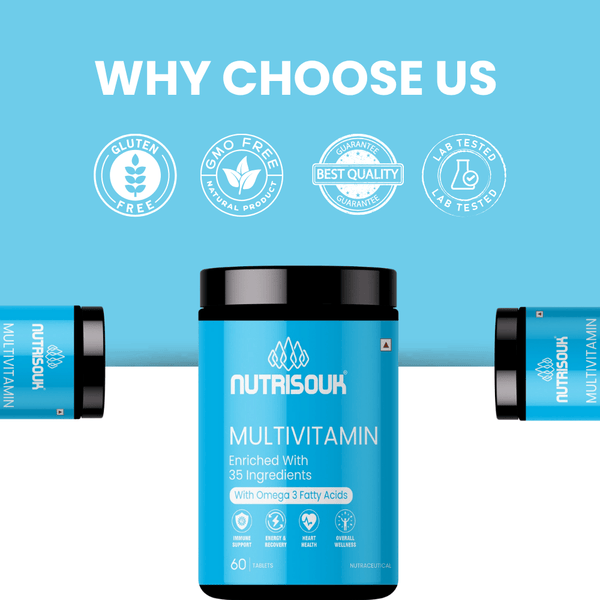 Multivitamin 60 Tablets with Omega 3 Fatty Acids | For Energy, Heart Health