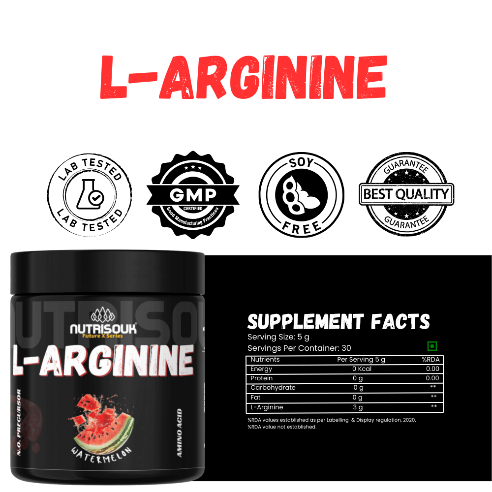 L-Arginine Powder, Pre-workout | Nitric Oxide Booster, Improves Blood Circulation