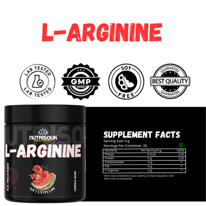 L-Arginine Powder, Pre-workout | Nitric Oxide Booster, Improves Blood Circulation