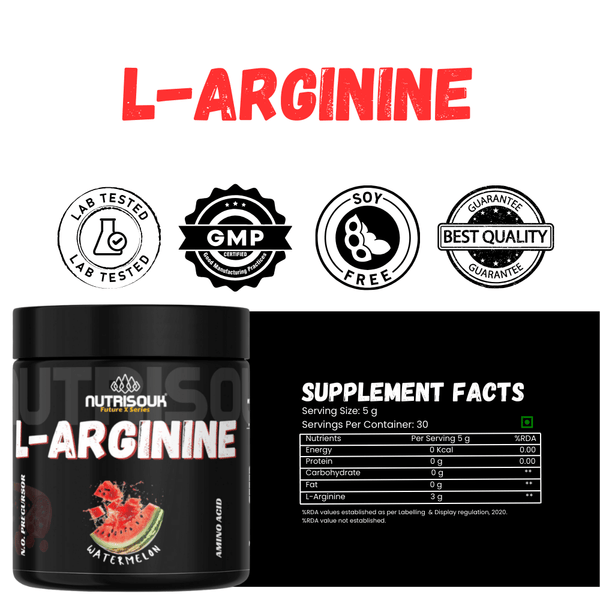 L-Arginine Powder, Pre-workout | Nitric Oxide Booster, Improves Blood Circulation