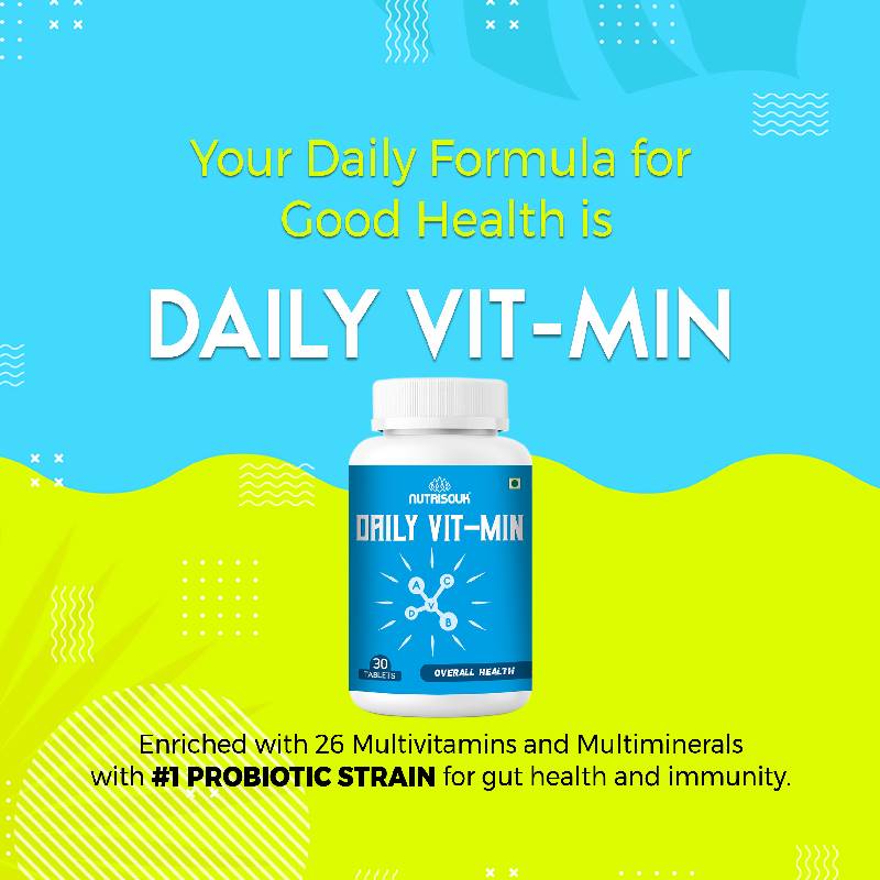 Daily VIT-MIN 30 Tablets, With Ginseng and Probiotics | Supports Energy and Gut