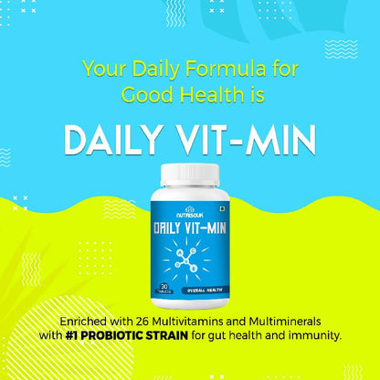 Daily VIT-MIN 30 Tablets, With Ginseng and Probiotics | Supports Energy and Gut