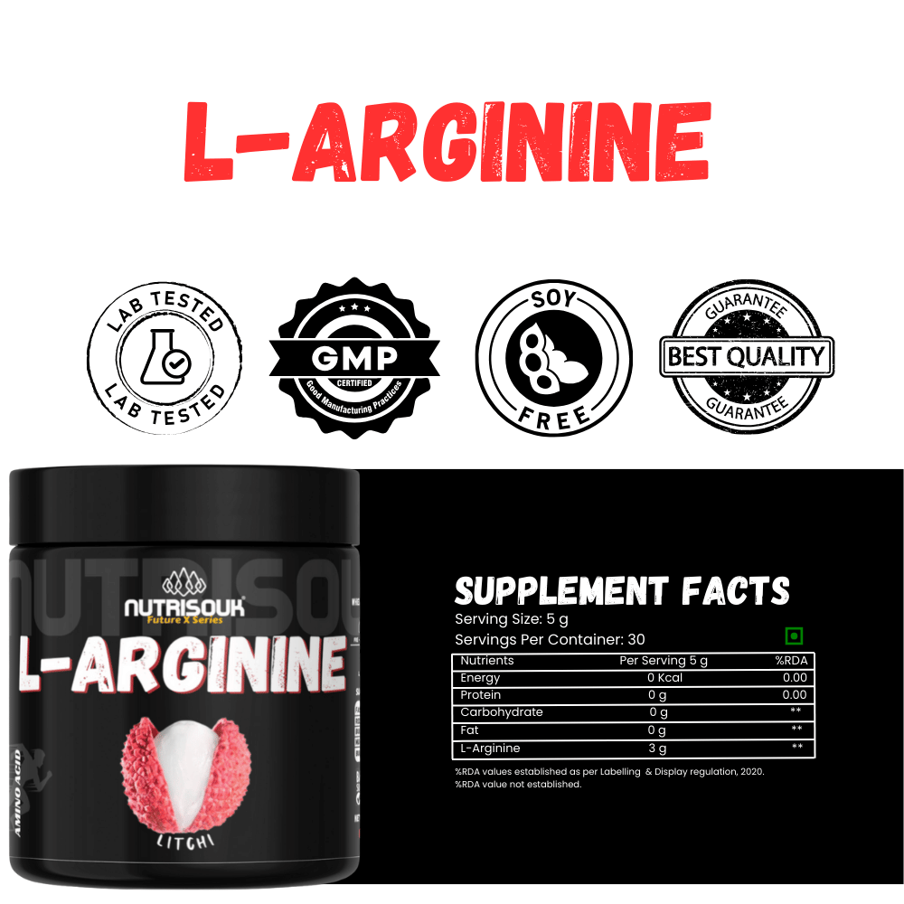 L-Arginine Powder, Pre-workout | Nitric Oxide Booster, Improves Blood Circulation