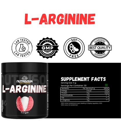 L-Arginine Powder, Pre-workout | Nitric Oxide Booster, Improves Blood Circulation
