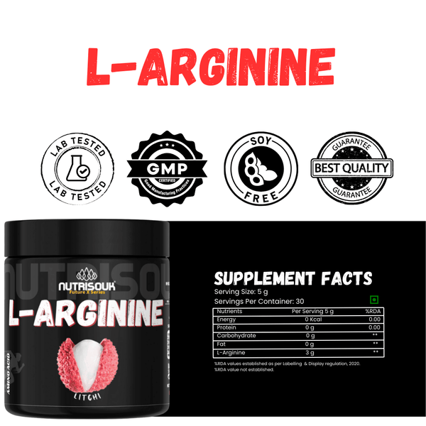 L-Arginine Powder, Pre-workout | Nitric Oxide Booster, Improves Blood Circulation
