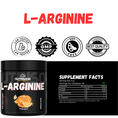 L-Arginine Powder, Pre-workout | Nitric Oxide Booster, Improves Blood Circulation