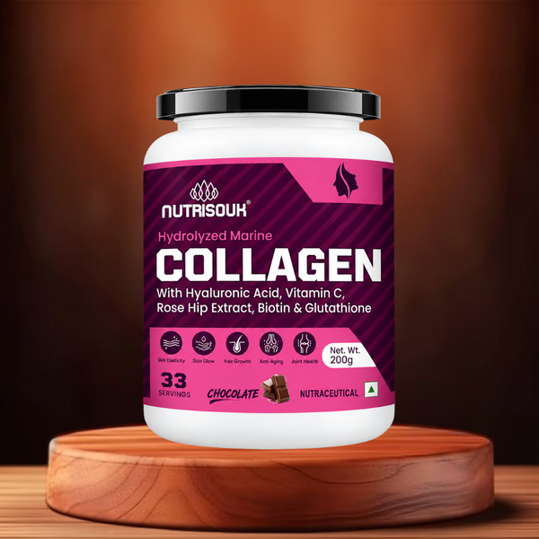 Hydrolyzed Marine Collagen Powder 200g | With Hyaluronic Acid, Vitamin C, Biotin, Glutathione, Rose Hip Extract | Boost Skin, Hair & Joint Health
